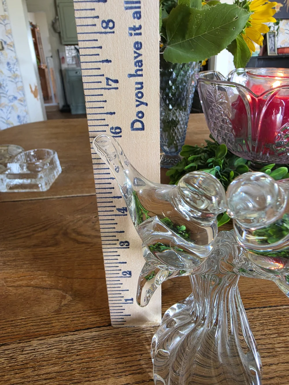 Elegant Clear Glass Bird Vase -